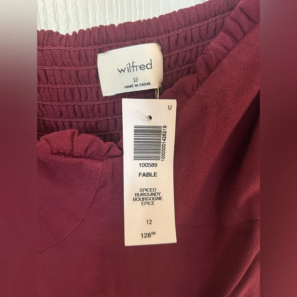 NWT Aritzia Wilfred Fable Sweetheart top Dress Spiced Burgundy Size 12 - Picture 4 of 9